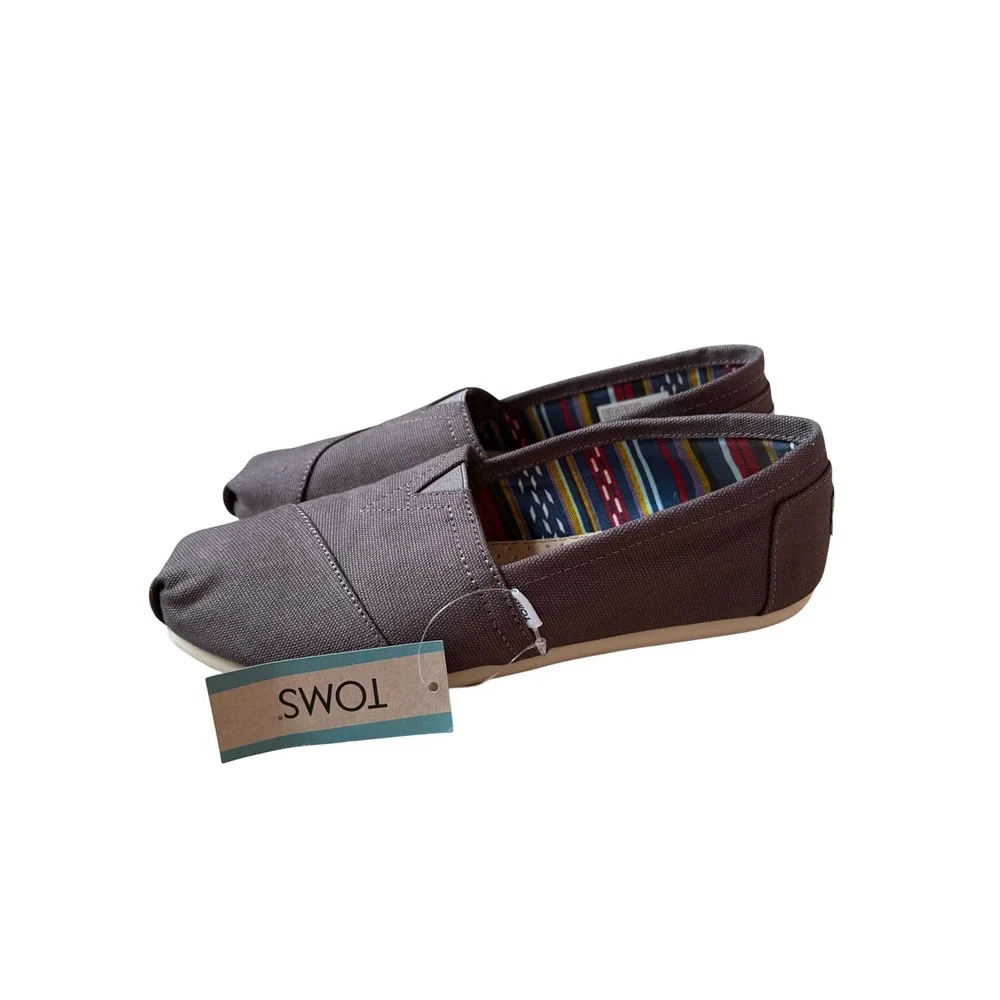 TOMS Womens Classic Alpargata Canvas Slip On Loafers Dark Grey Charcoal 7.5 NWT